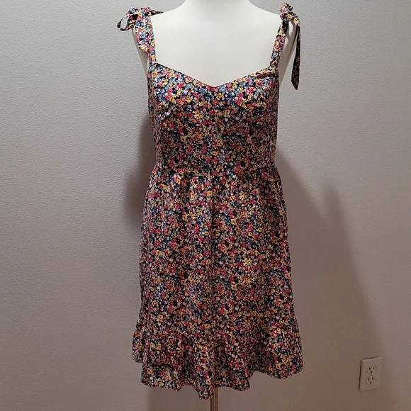 OLD NAVY DITSY FLORAL MINI DRESS   CAMI TANK TOP BOHEMIAN RUFFLE HEM XL PETITE - Picture 12 of 12
